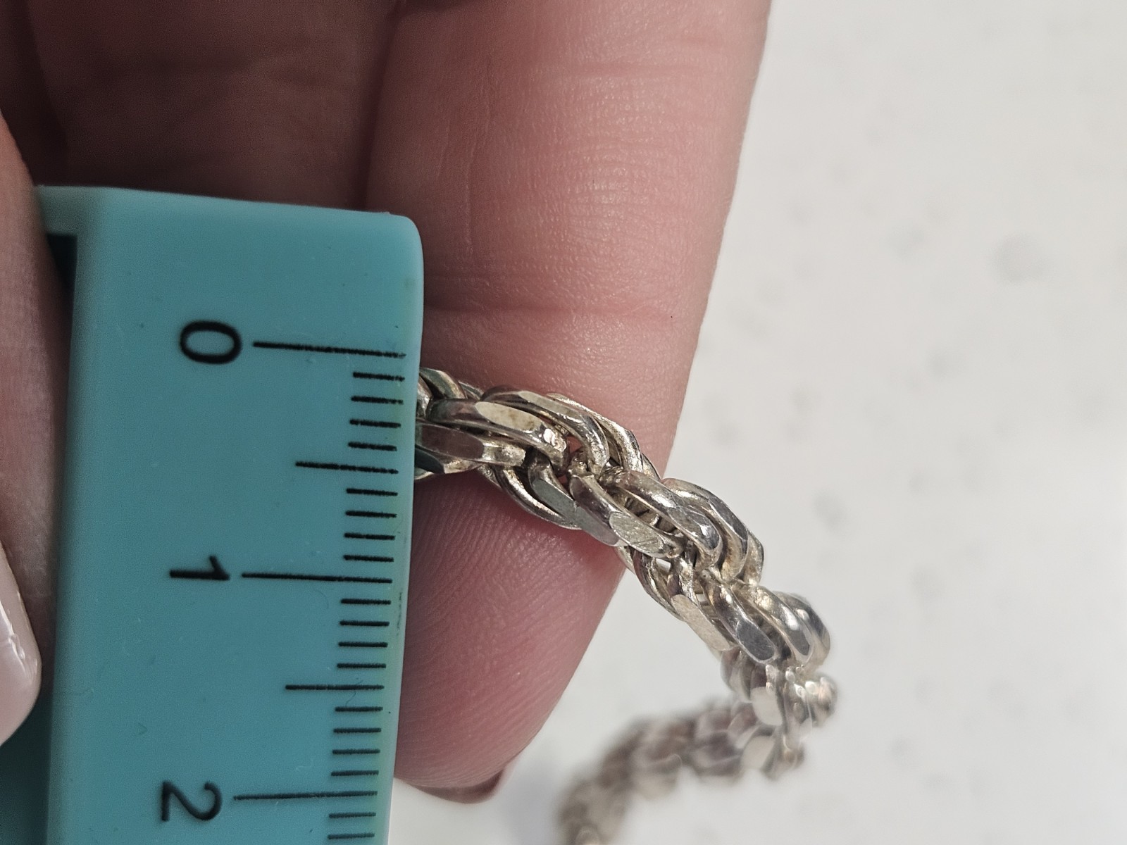 925 Sterling Silver Rope Chain Bracelet 7.5in Lobster Clasp Italy Signed