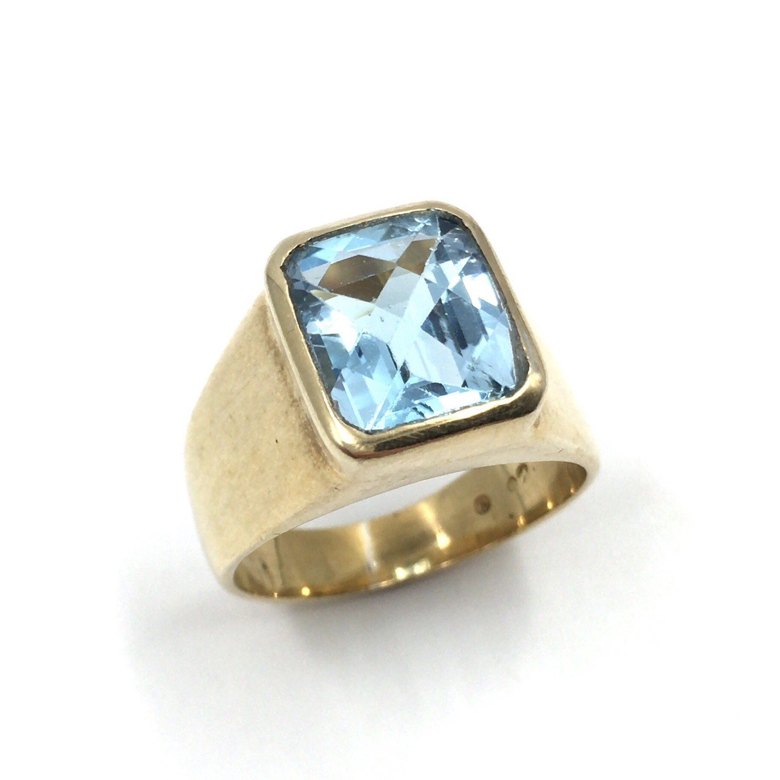925 Silver Ring Gold Plated 6.53ct Blue Topaz Exclusive Jewellery 20.3mm / 64