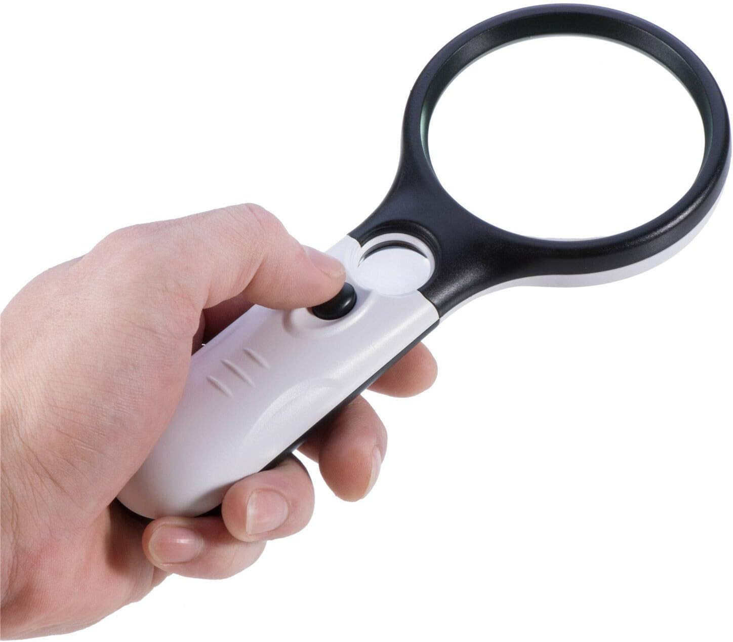 100X Handheld Magnifying Glass With 3 Led Lights White Ergonomic Handle