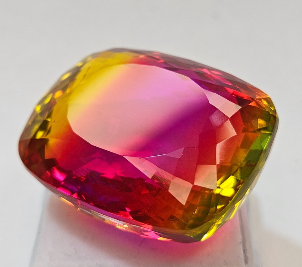 Natural Bi-Colour Ametrine Cushion Cut CERTIFIED 88+ Ct Loose Gemstone