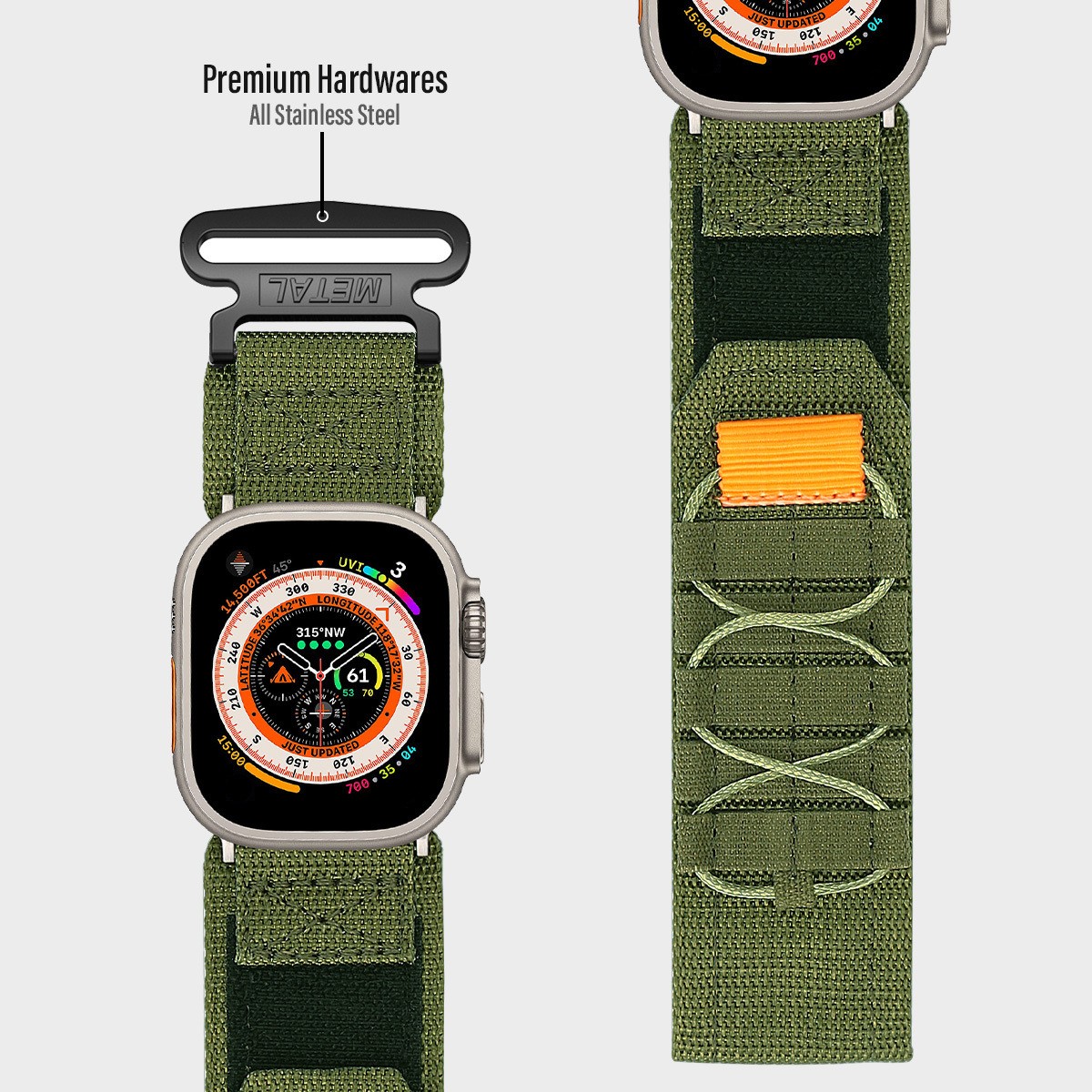 Nylon Canvas Loop Strap Fits Apple Watch Series 1-9 Outdoor Sports Watch Band
