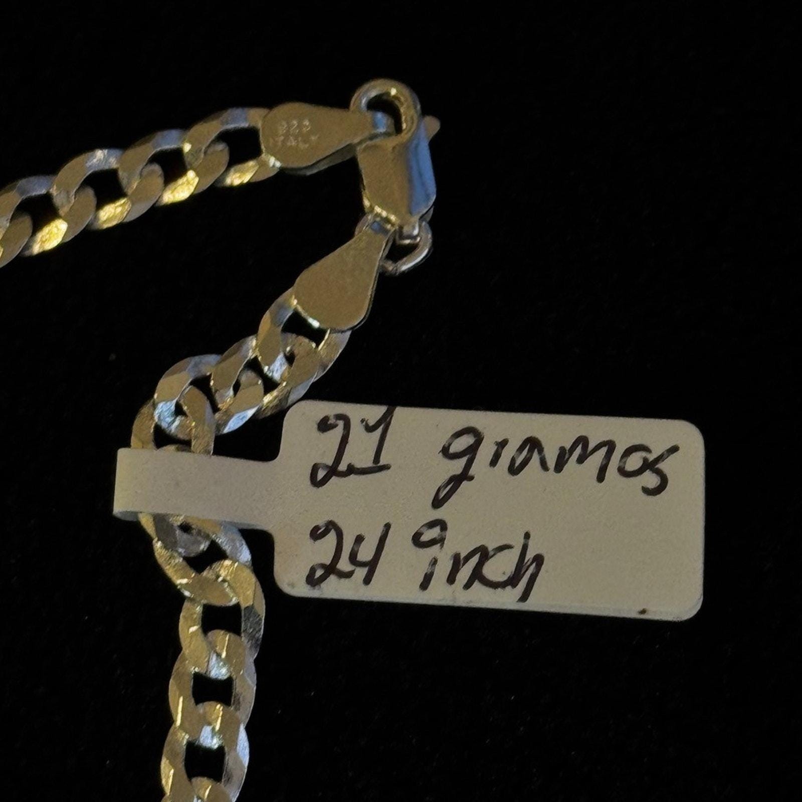 Sterling Silver Greek Key Cross Pendant Necklace 925 Italy Curb Chain 24 Inch