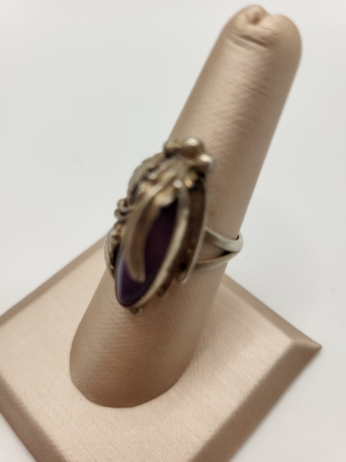 GEORGE NAKAI Navajo Sterling Silver Sugilite Ring Native American Leaf Sz 6 3/4