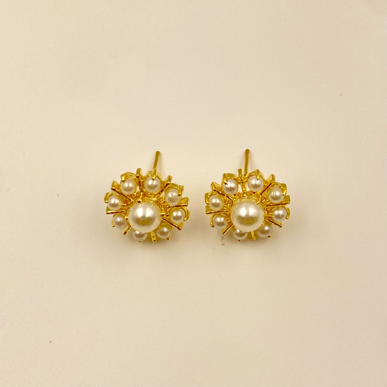 Handmade Turquoise, Coral & Pearl Gem Stud Earrings Set | Gold Plated Jewelry