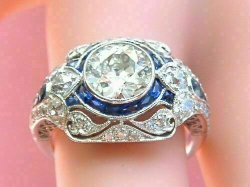 2.50Ct Round Lab-Created Diamond Art Deco Engagement Ring 14k White Gold Plated