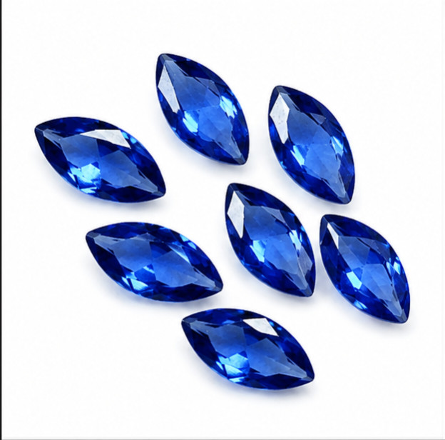 14 Pcs Natural Blue Sapphire 7x3MM Certified Faceted Marquise Loose Gemstone Lot