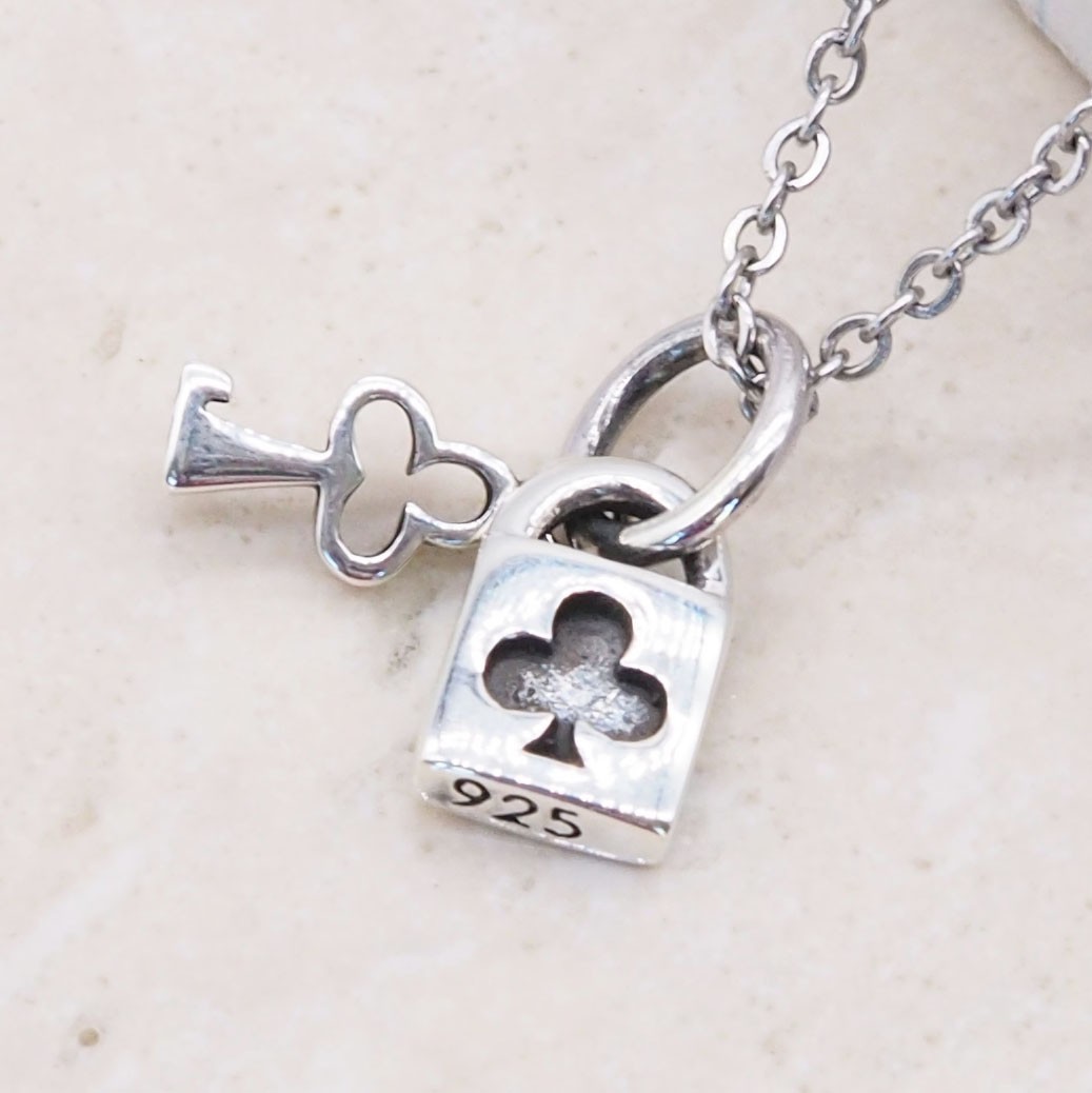 925 Sterling Silver Lock & Key Pendant Necklace Padlock Charm Gift for Her