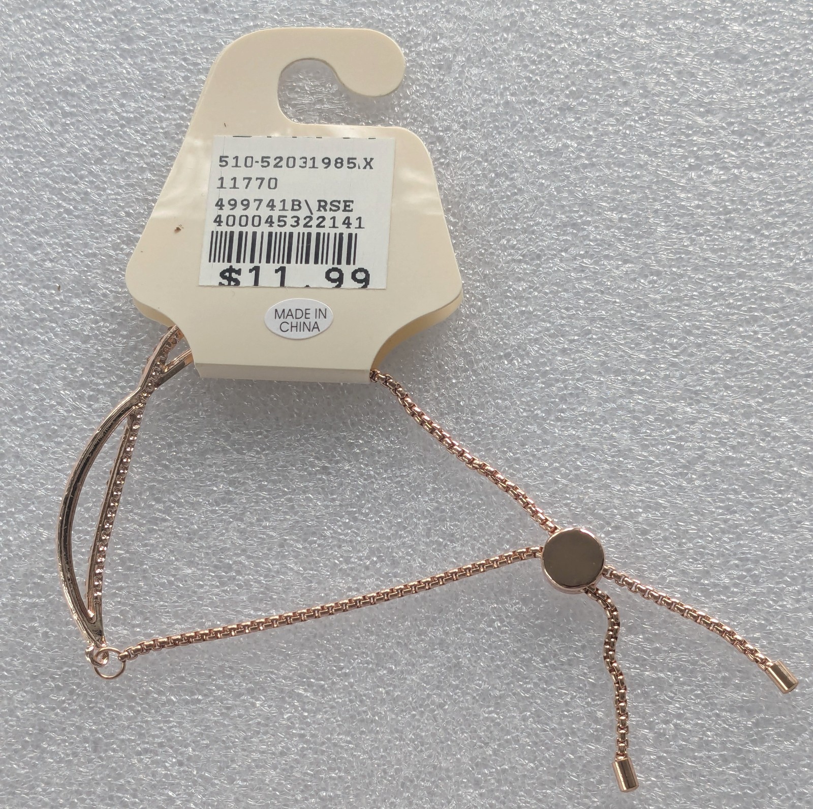 Camille Bijoux Rose Gold Bolo Slider Bracelet Adjustable Crossover Crystals B25