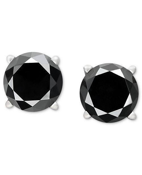 Solid Silver 14K Gold Plated Women Men Stud Earrings Black Simulated Diamond