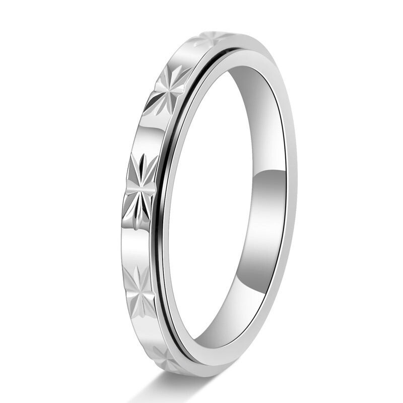 Thin 3mm Anxiety Fidget Spinner Band Ring in Titanium Steel
