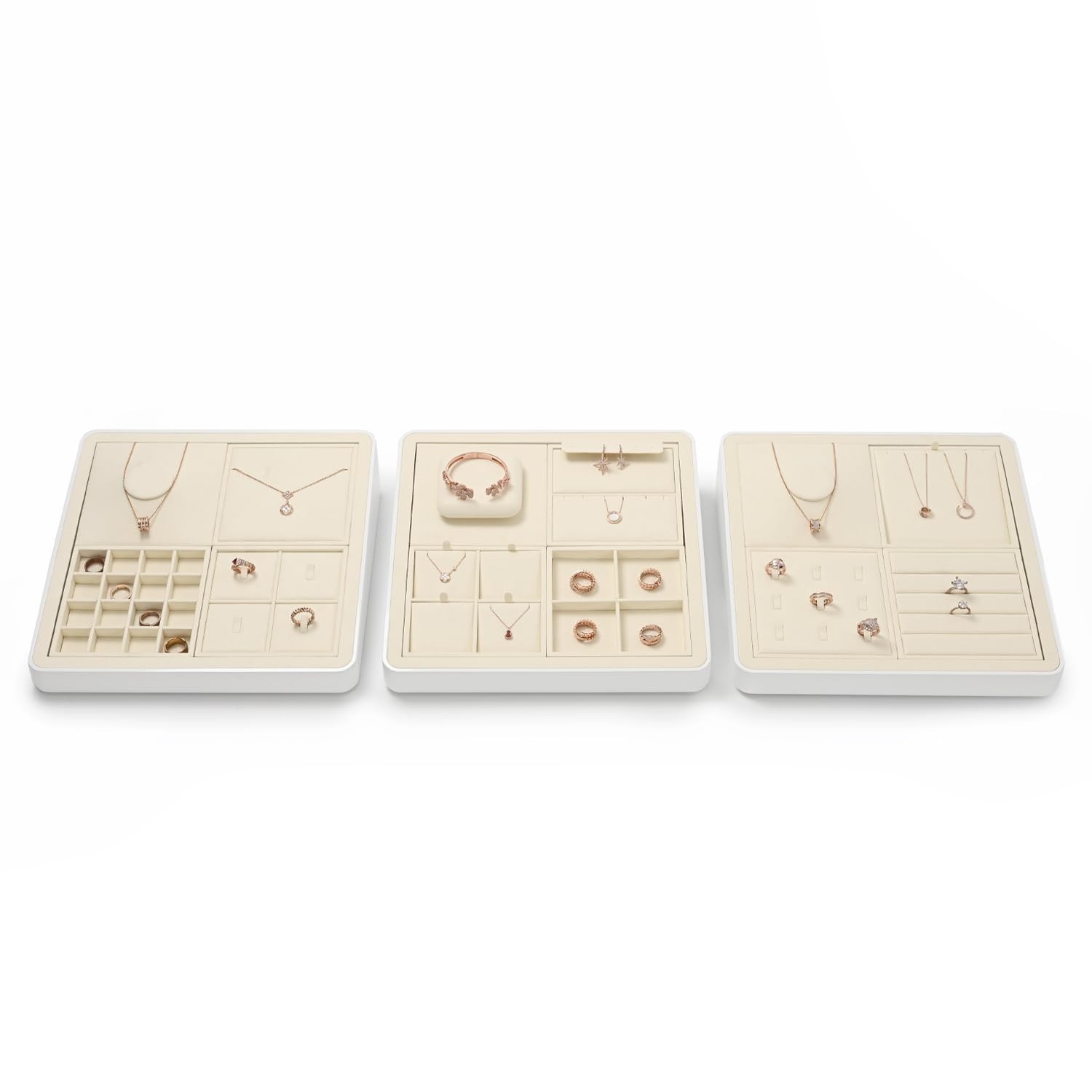 Microfiber Jewelry Pendant Display Tray – Necklace Organizer Storage (Beige)