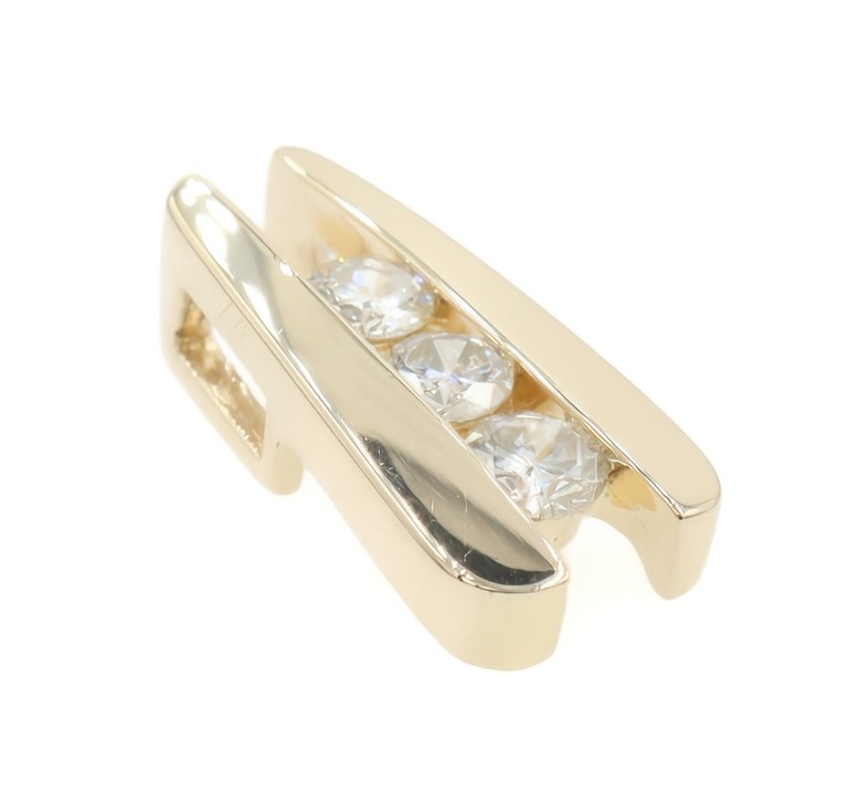 Ladder-Style 14KT Yellow Gold 3-Stone 1/2 TW Round Diamond 17.4mm Slide Pendant