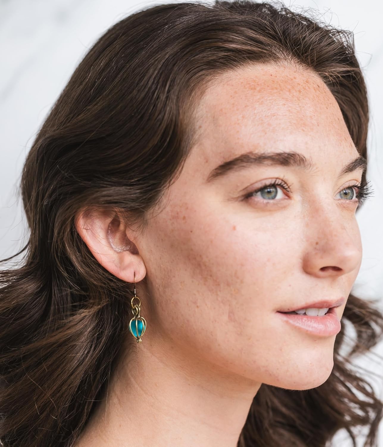 Antique Brass Dangle Earrings with Recycled Mason Jar Glass – Unique Jewelry