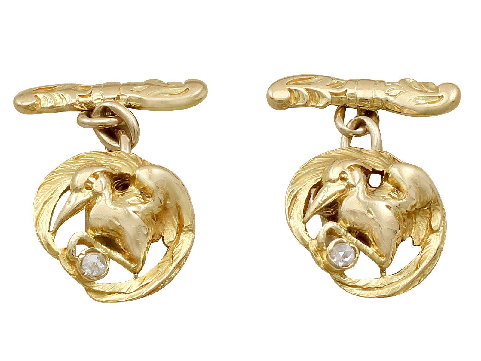 Antique Circa 1900 18k Yellow Gold ‘Bird’ Cufflinks