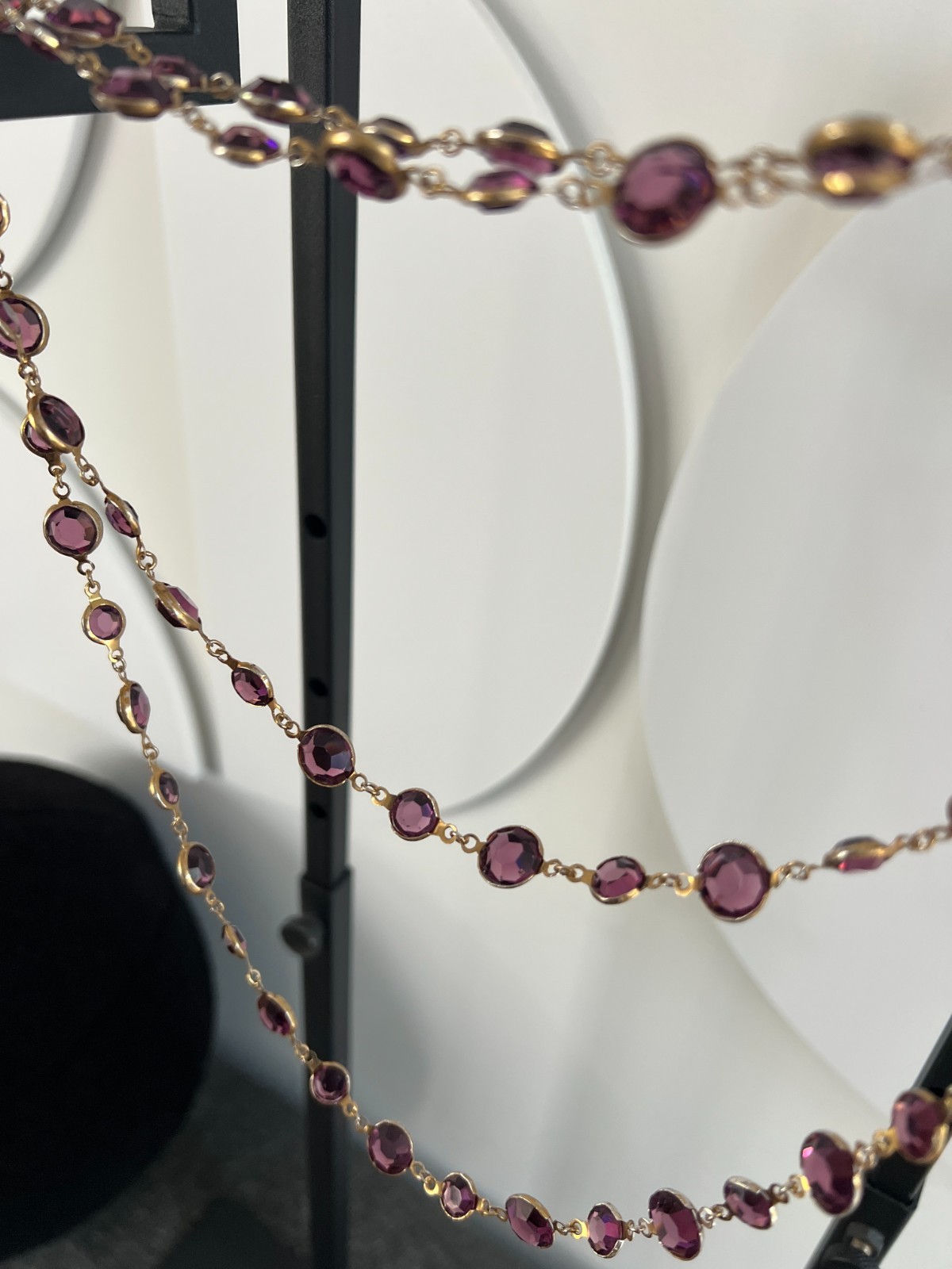 Vintage CHANEL Gripoix Amethist Crystal Sautoir Necklace (1980s)