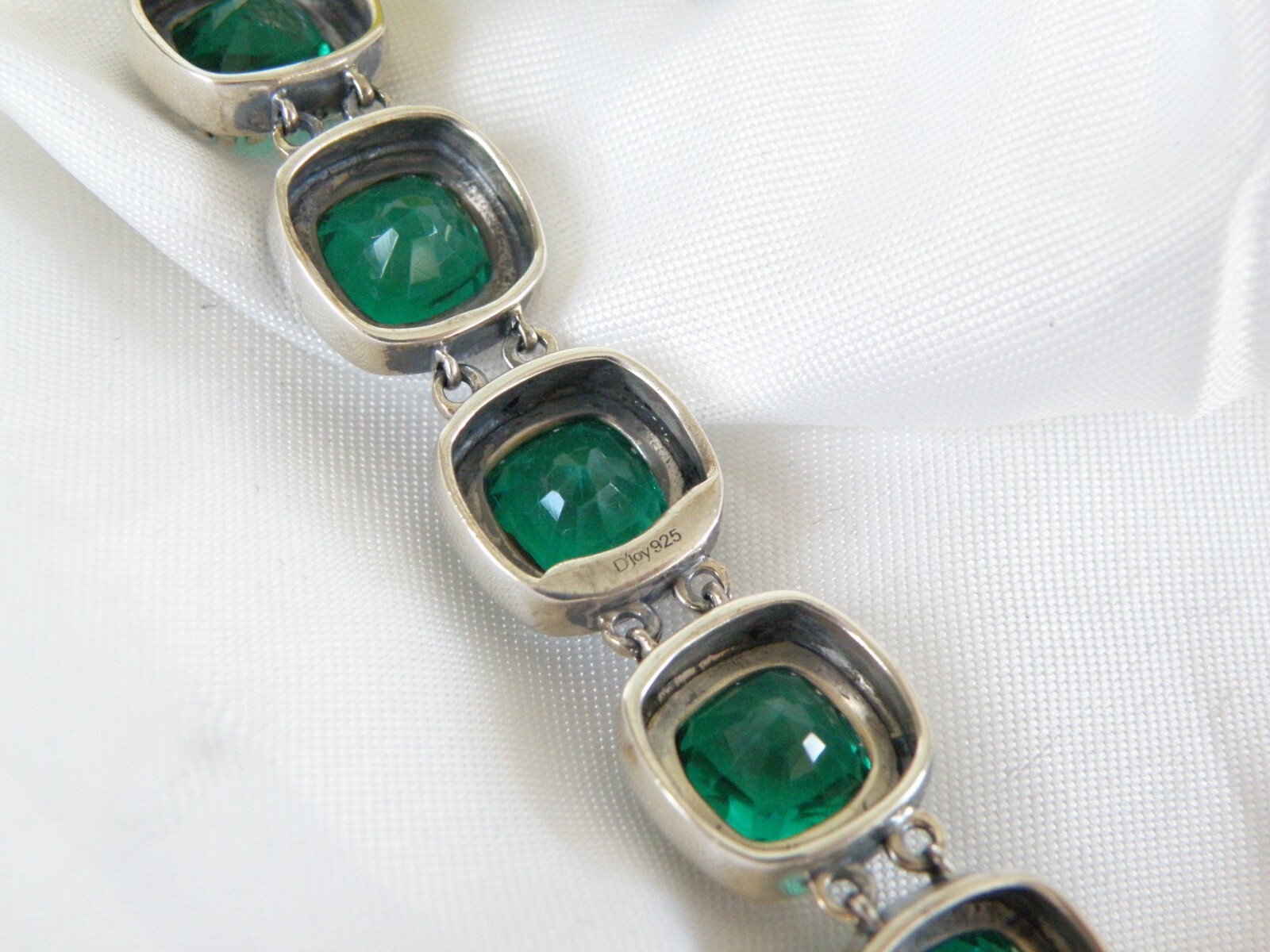 Sterling Silver 925 Green Fluorite Gemstone Tennis Station Bracelet