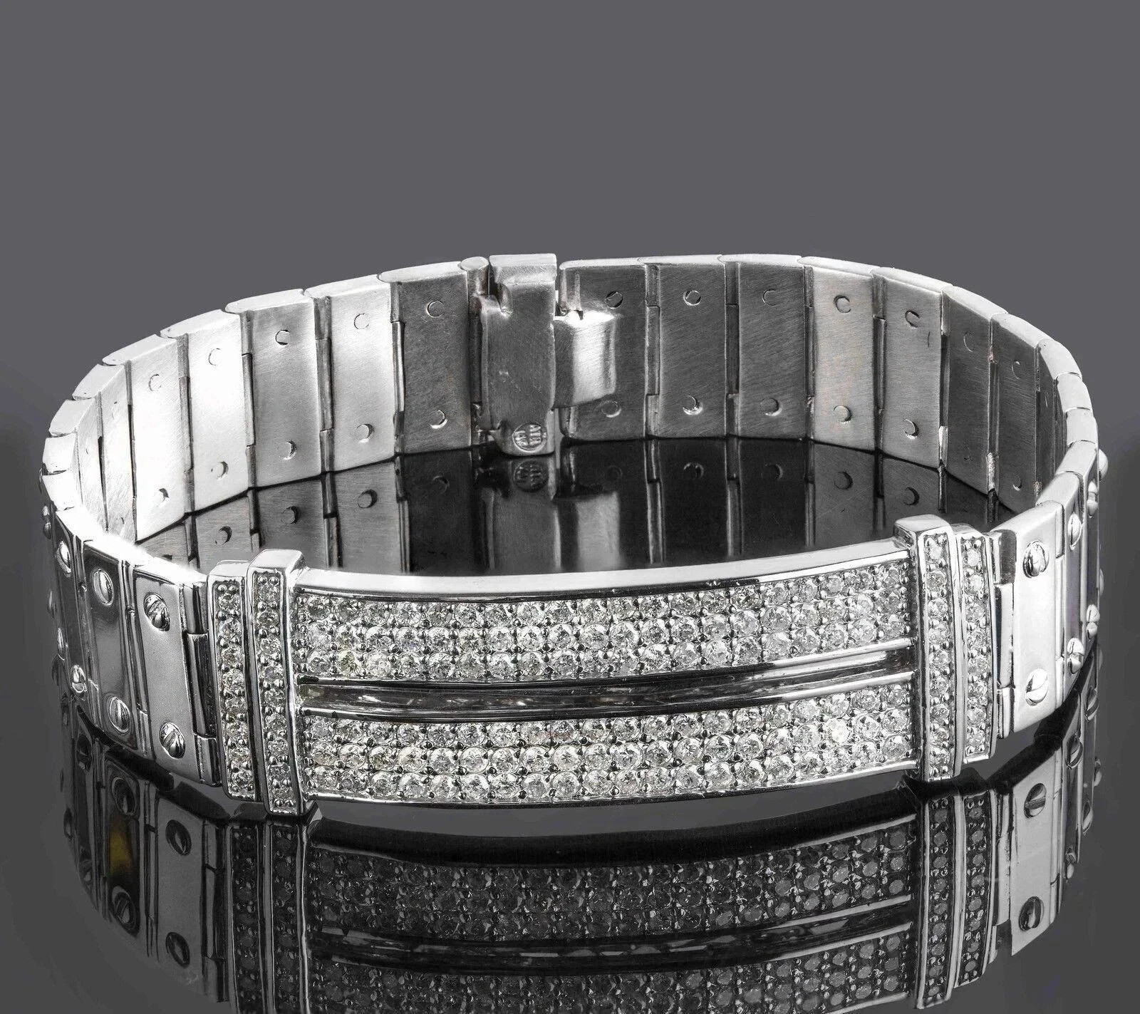 13Ct Round Cut Lab Created Diamond Men’s Tennis Bracelet 14K White Gold Plated