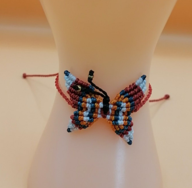 Multicolor Woven Butterfly Macrame Anklet