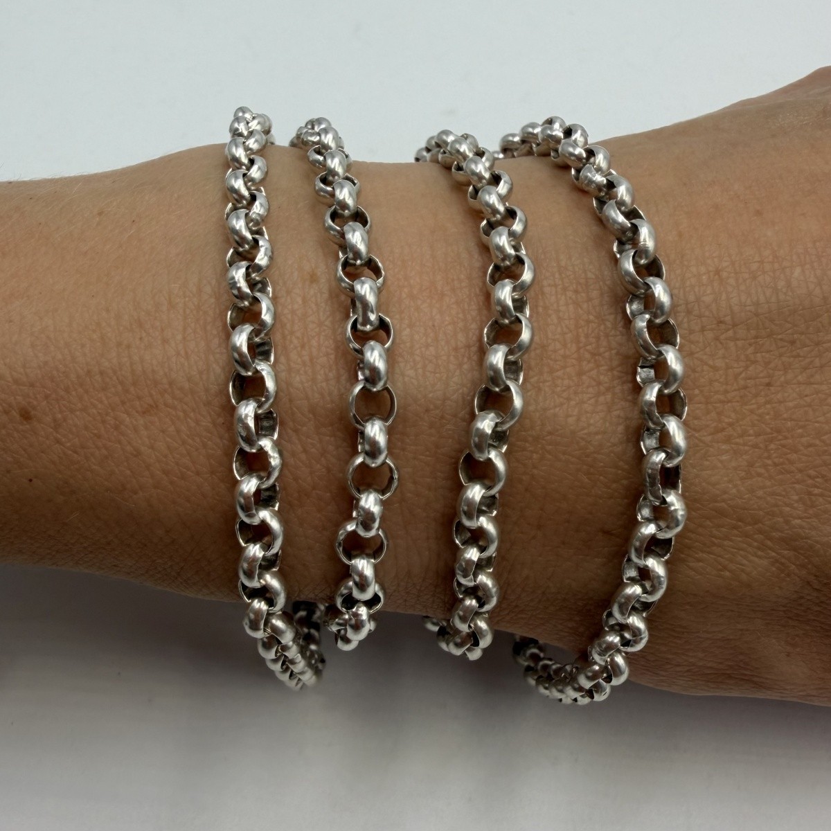 Long Vintage 925 Silver Rolo Belcher Chain Necklace Oxidized Unisex 84cm