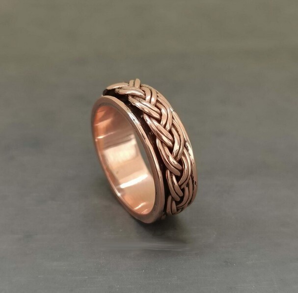 100% Solid Copper Spinner Ring Handmade Band Mediation Thumb Ring All Size SR702
