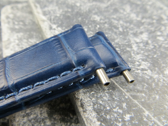 22mm Leather Watch Band Navy Blue Tang Tongue Strap for fits PANERAI Blue x1 R