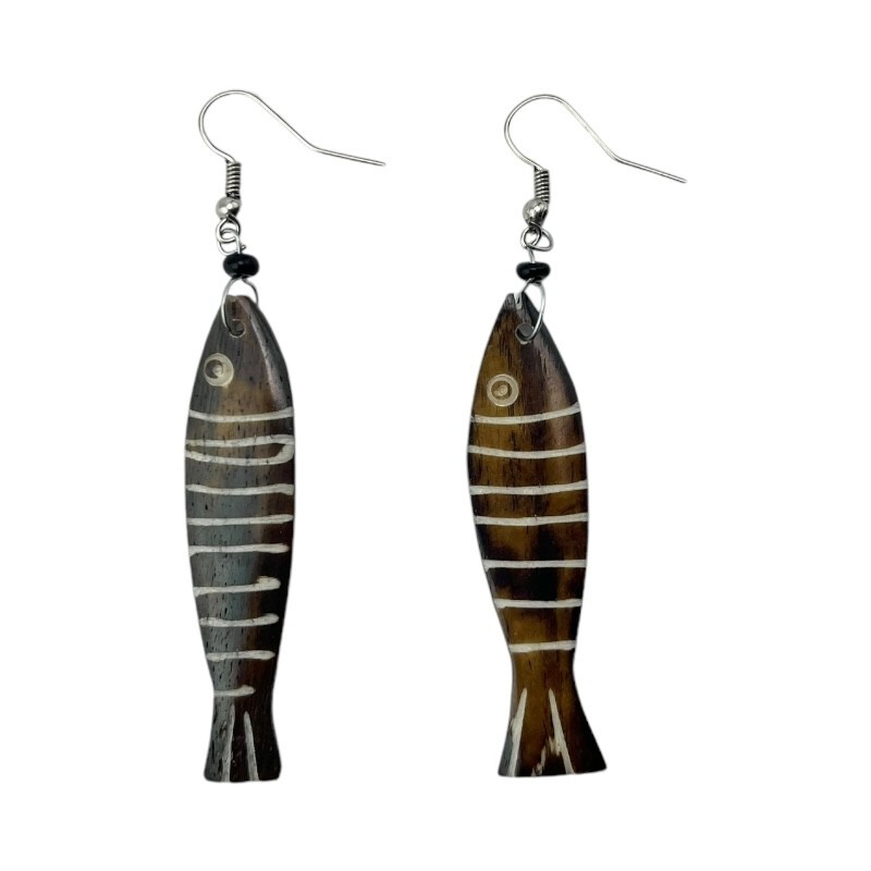 Africa Handmade Bovine Bone Earrings – Fish Earrings – Unique African Jewelry