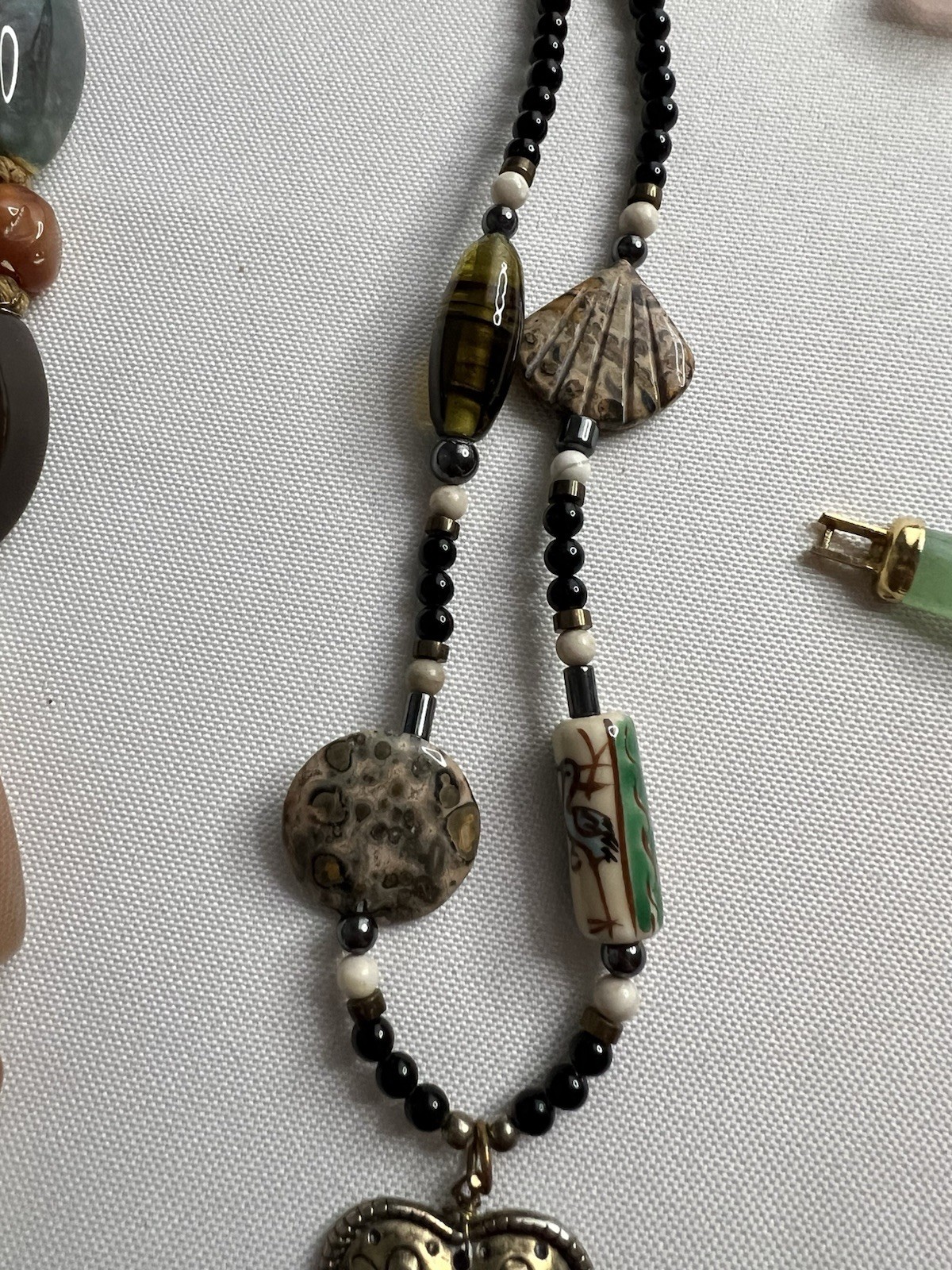 Vintage Asian Jade Rose Quartz Carved Beaded Necklaces Bracelet Jewelry Lot 7pcs