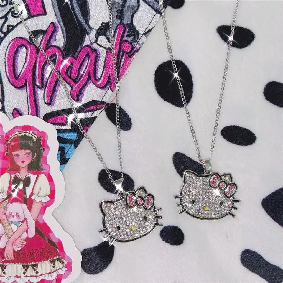 2 Packs Hello Kitty Bling Pendant Necklace With Chain New
