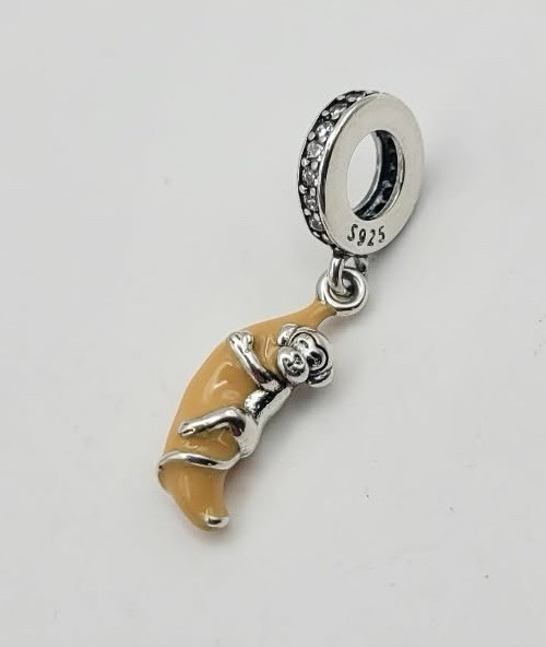 925 Sterling Silver Monkey & Banana Charm Bead /Pendant For Bracelet Or Necklace