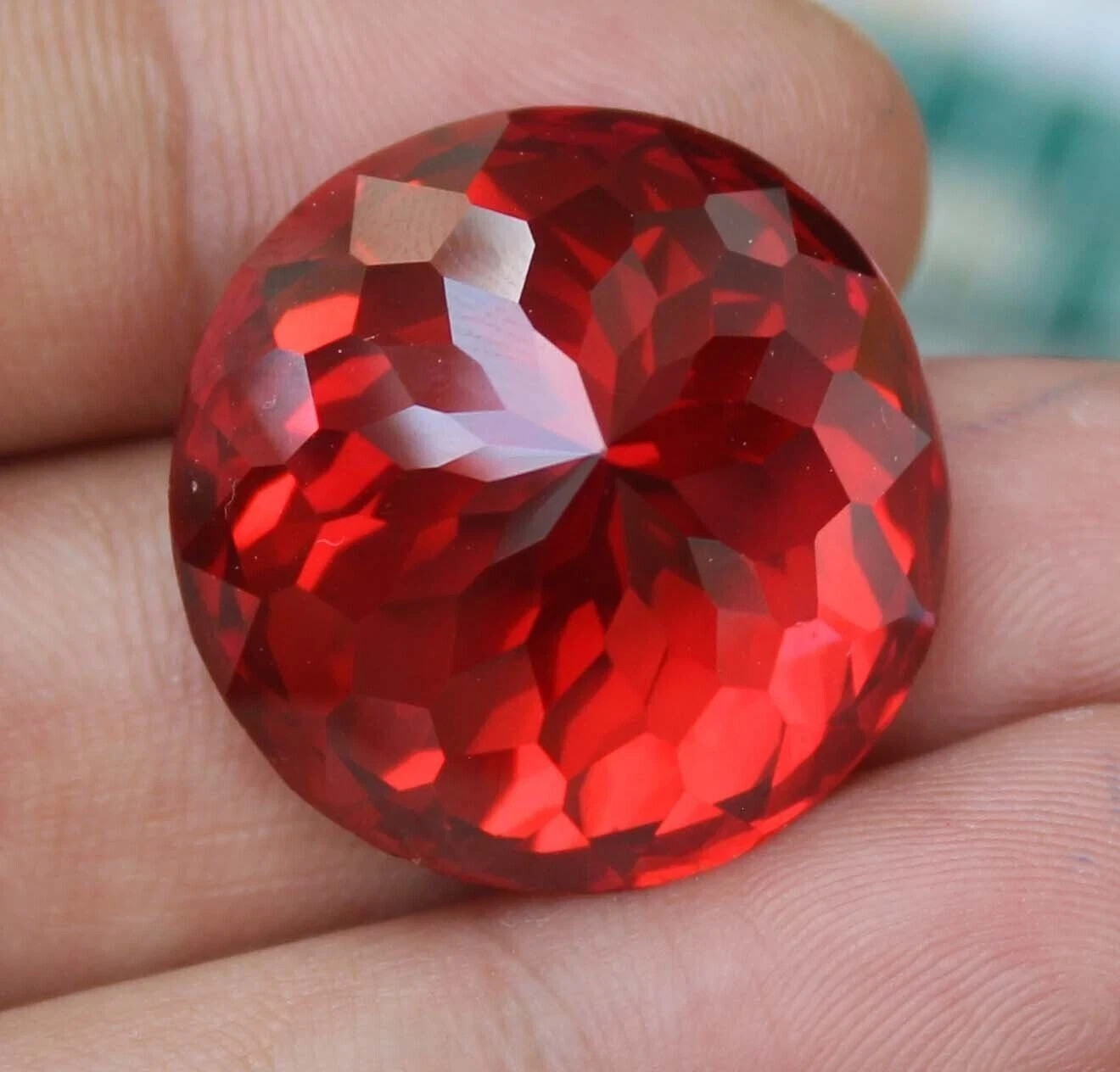 55 Ct Natural Red Zircon Round Cut Certified Loose Rare Quality Gemstone