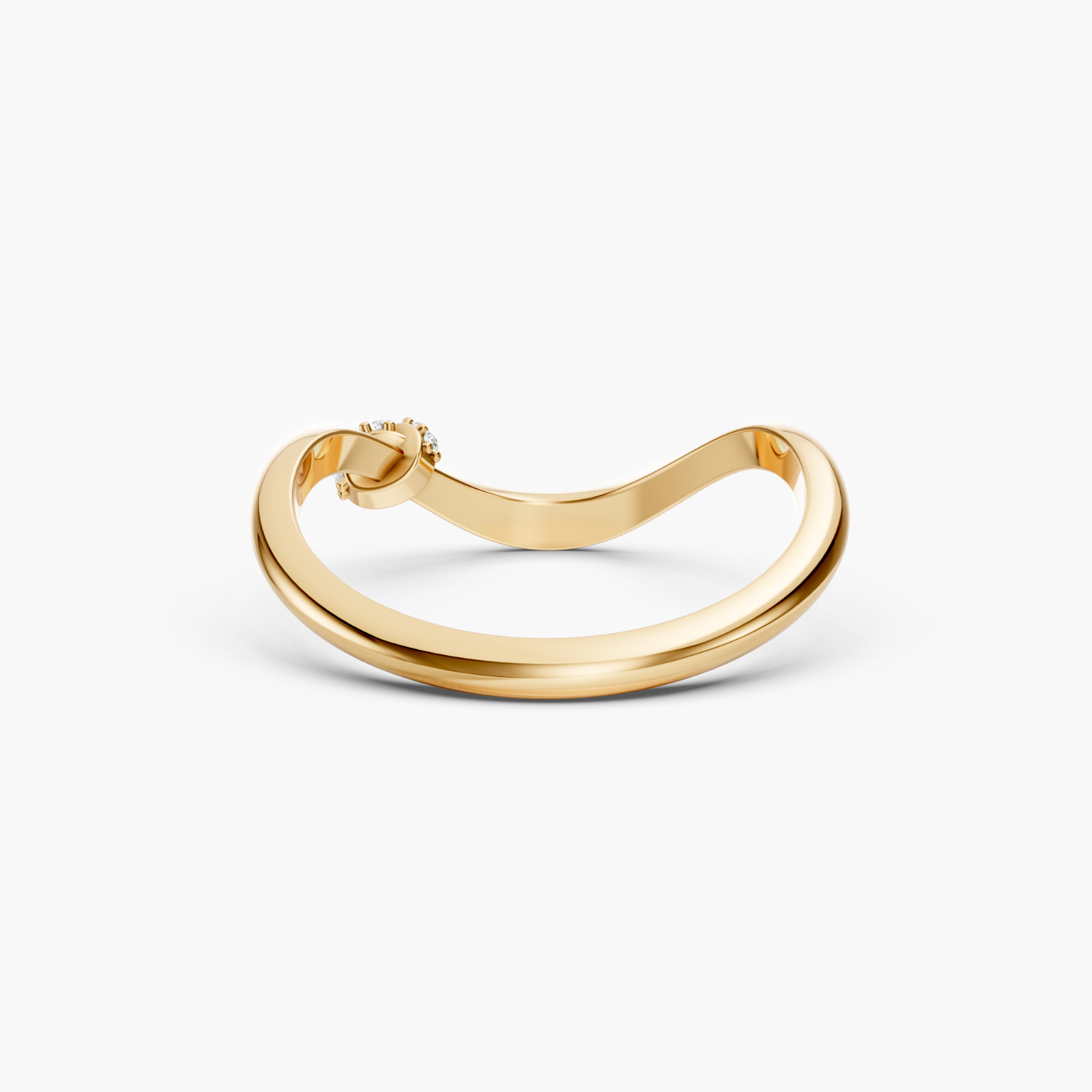 V Shape Lab Diamond Ring 14K Rose Gold D-F- VVS Chevron Stackable Wedding Band