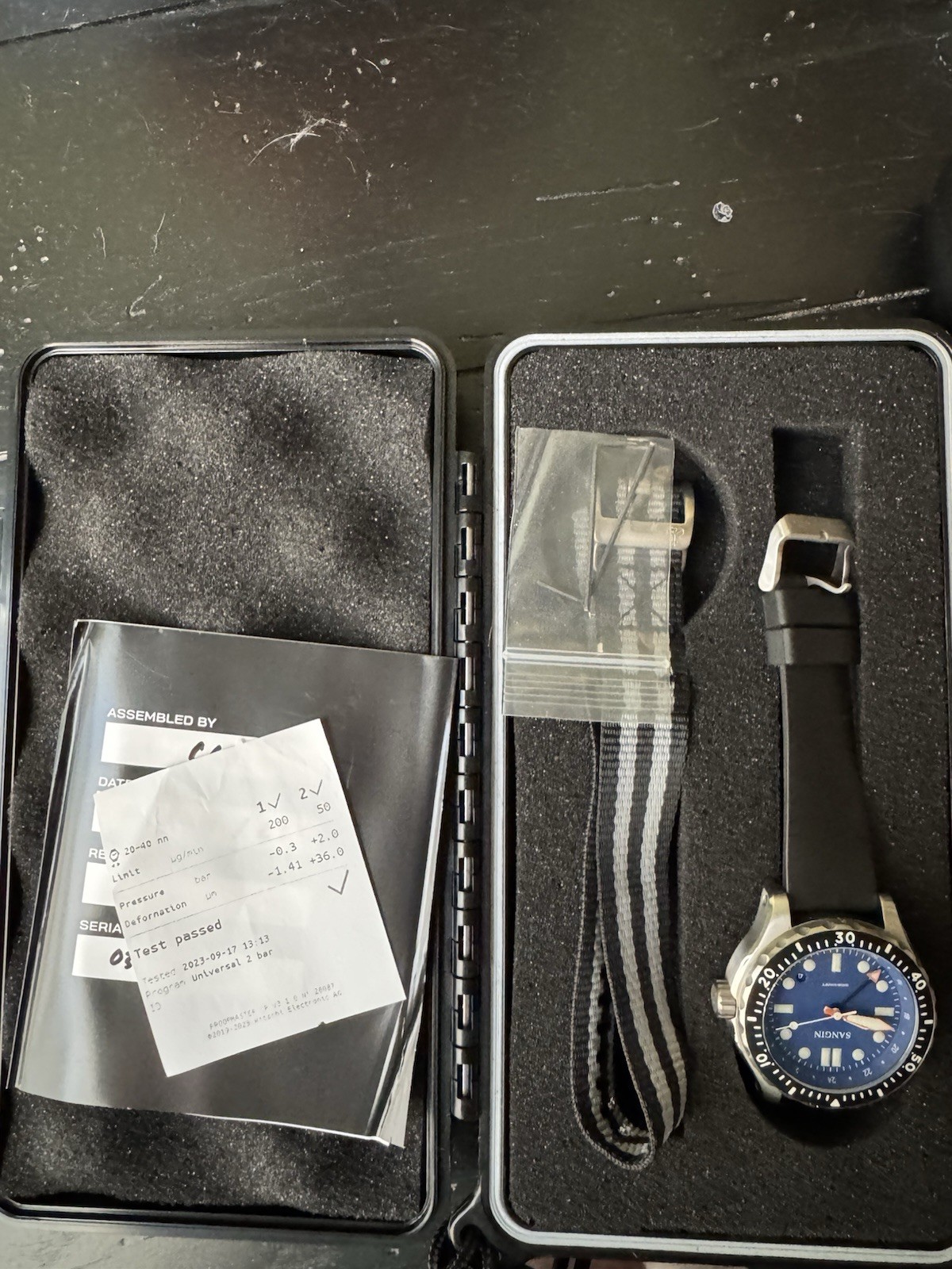 Sangin Sea Blue Professional GMT DLC Matte Watch Blue Bond Expedition Strap