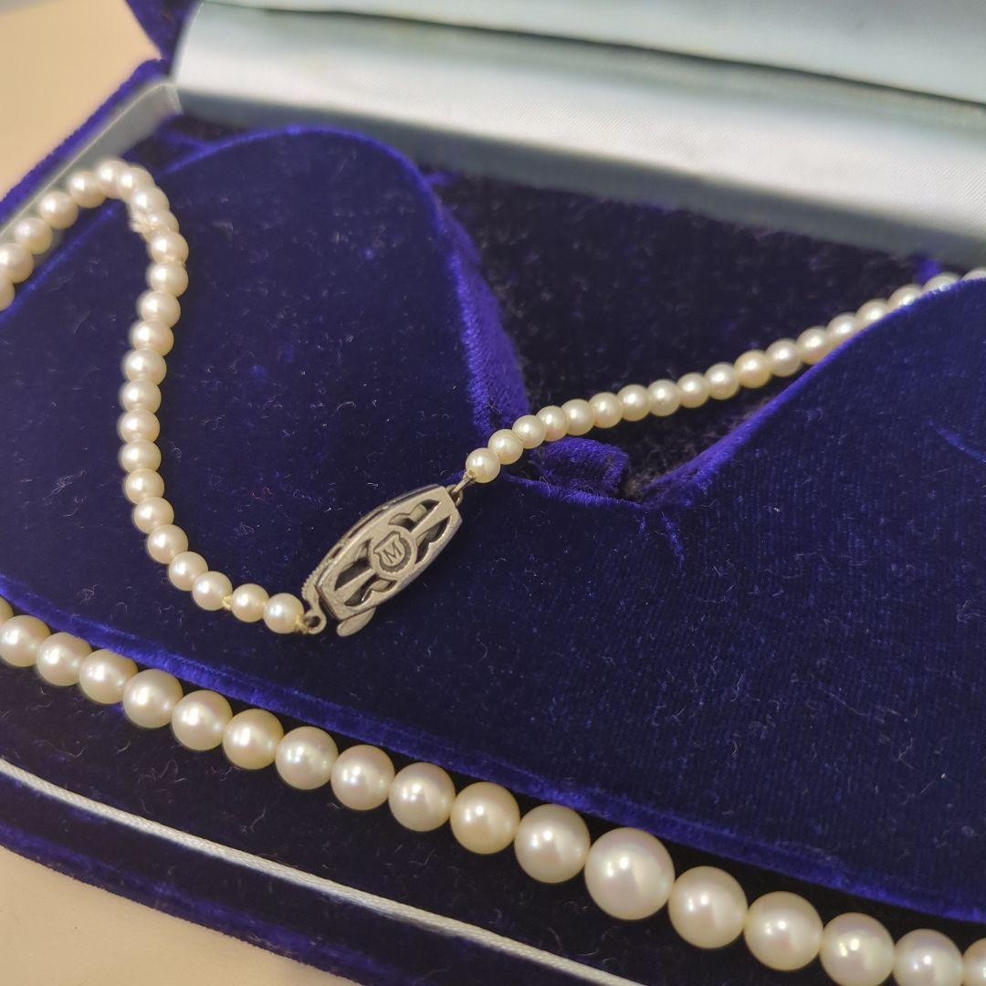Mikimoto Vintage Pearl Necklace 7mm 38cm Silver Clasp From Japan