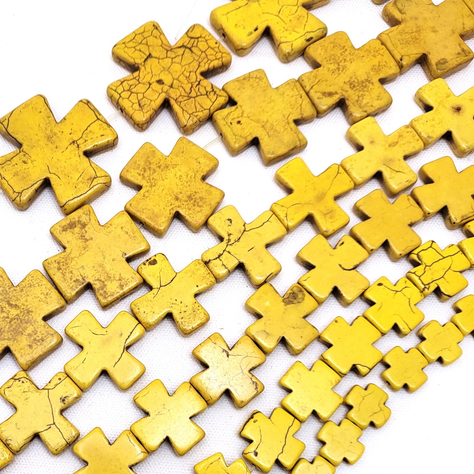 Yellow Cross Square Howlite Turquoise Spacer Loose Bead 15mm 20mm 30mm 15″ DIY