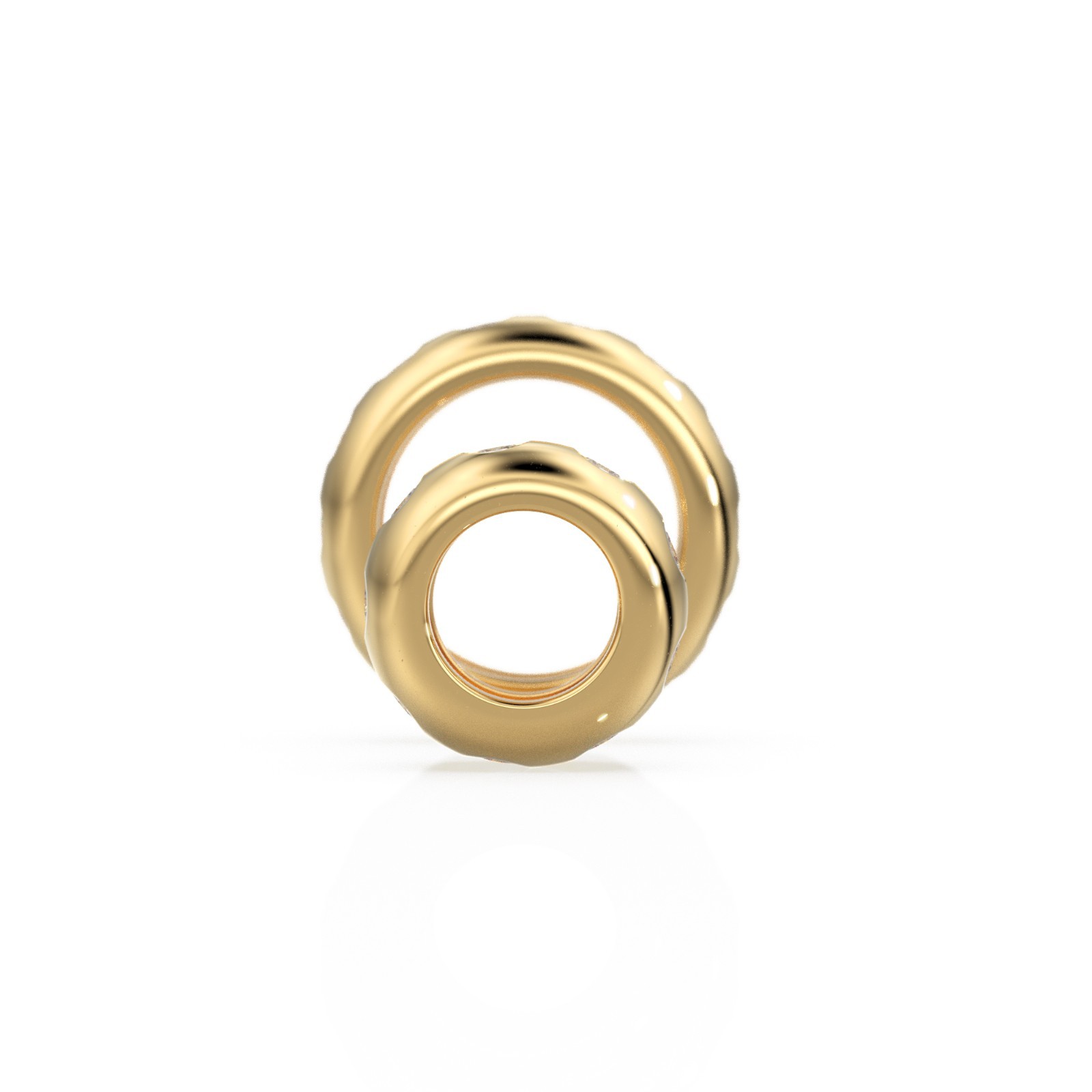 Natural Diamond 14k Gold Roundel Charm Diamond Wheel Charm Eternity Round Bead