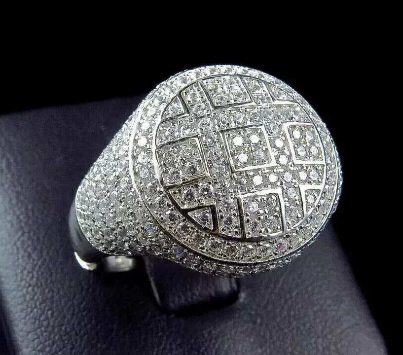 2.55CT Simulated Diamond Elegant Ring Silver Plated Micro Pave Bling Ring