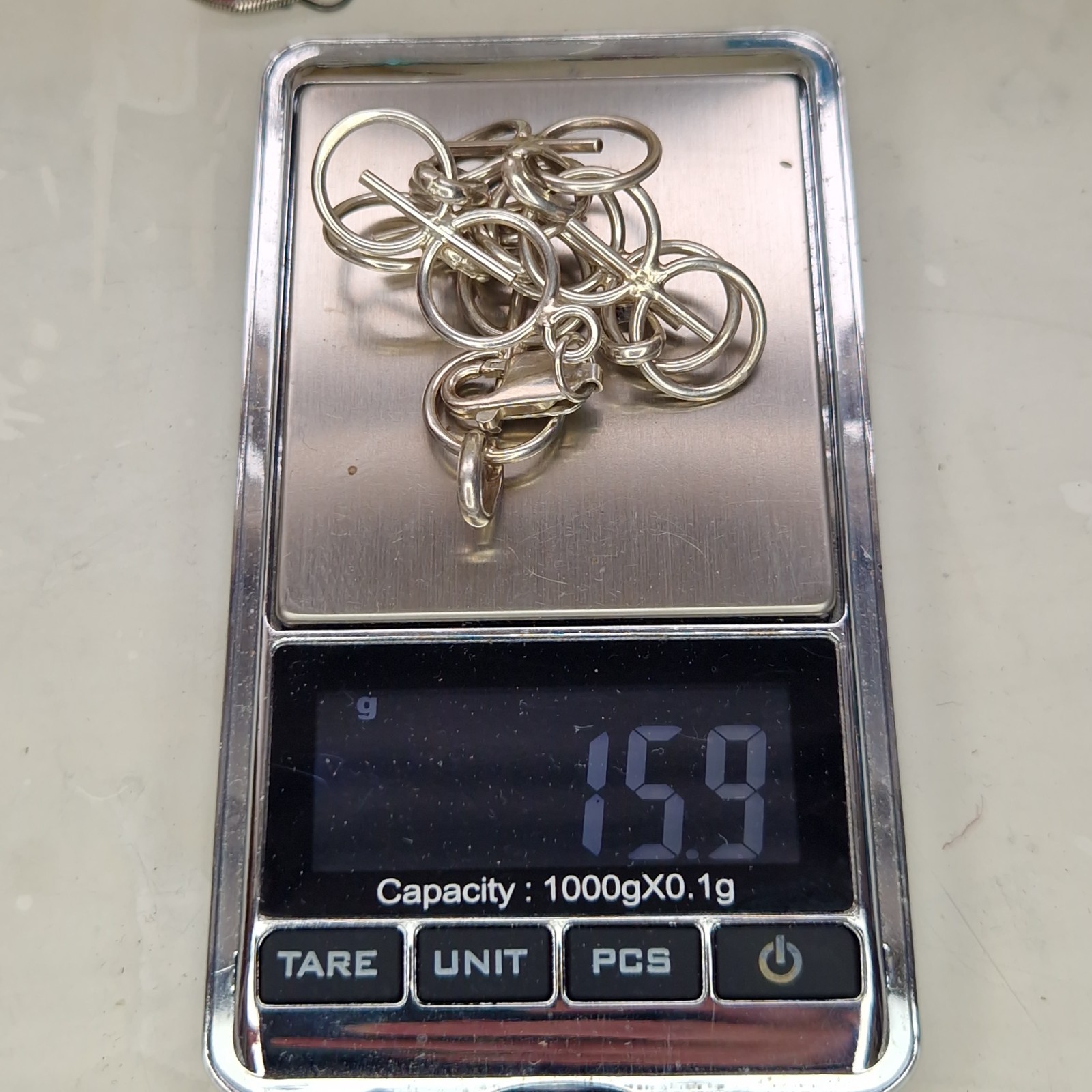 Modernist Scandinavian Bracelet 800 Silver Continental Locked Circles 21.5cm