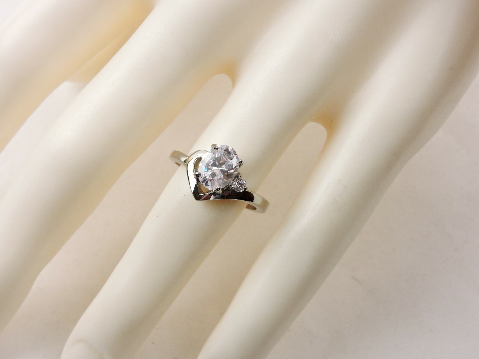 Stainless Steel 2.56 cttw Oval And Round Cubic Zirconia Ring