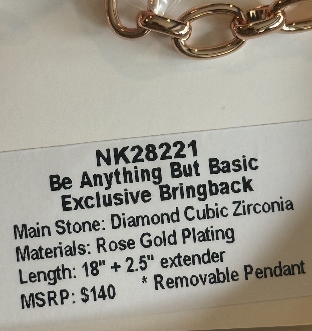 Bomb Party BP-OG Necklace-Be Anything But Basic-CZ On Rose Gold Plating