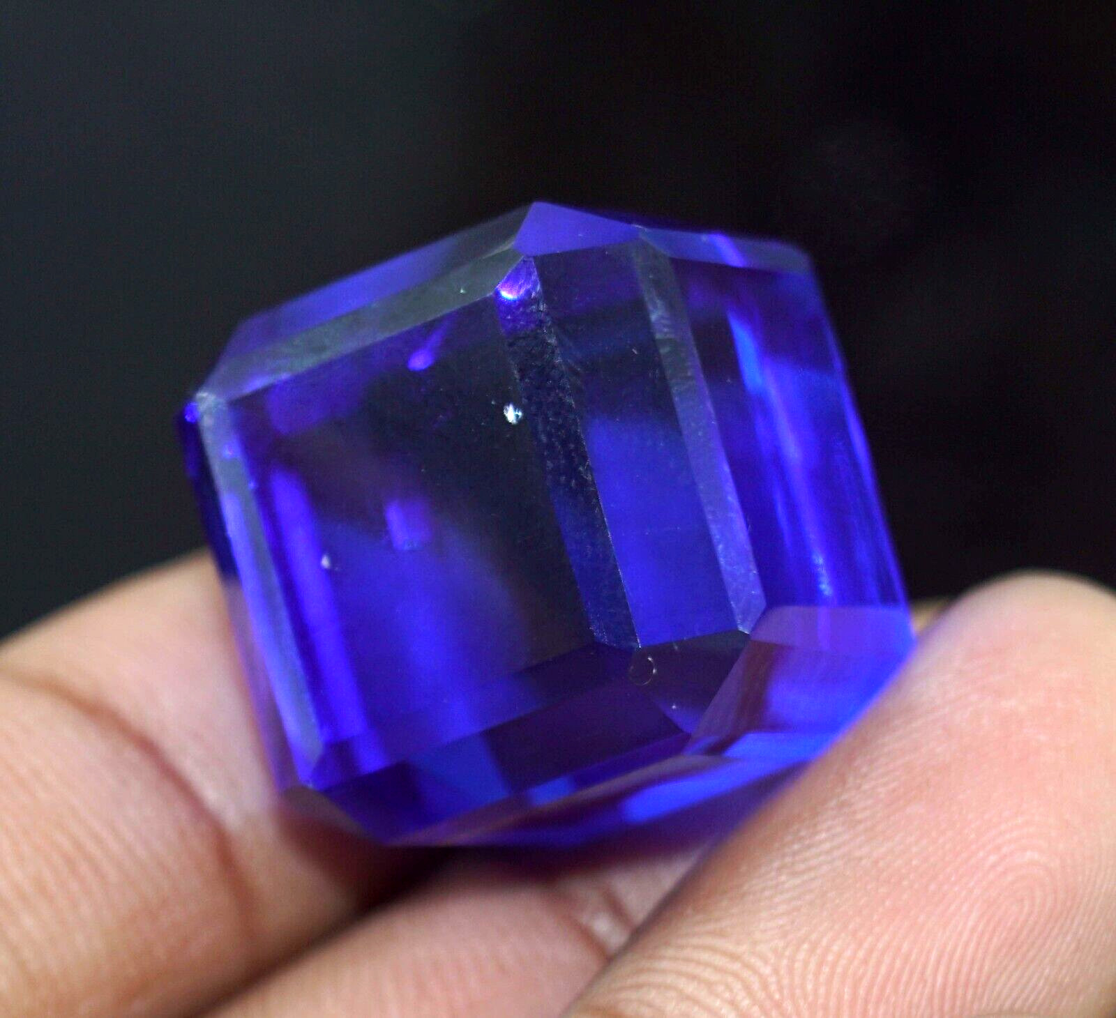 GIE Certified Natural Flawless 15.02 Ct Blue Sapphire Cube Cut Loose Gemstone