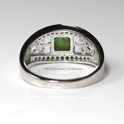 Green Opal Ring Womens 6 x 6mm Lab CZ 925 Sterling Silver Sizes 6 7 7.5 8 8.5 9