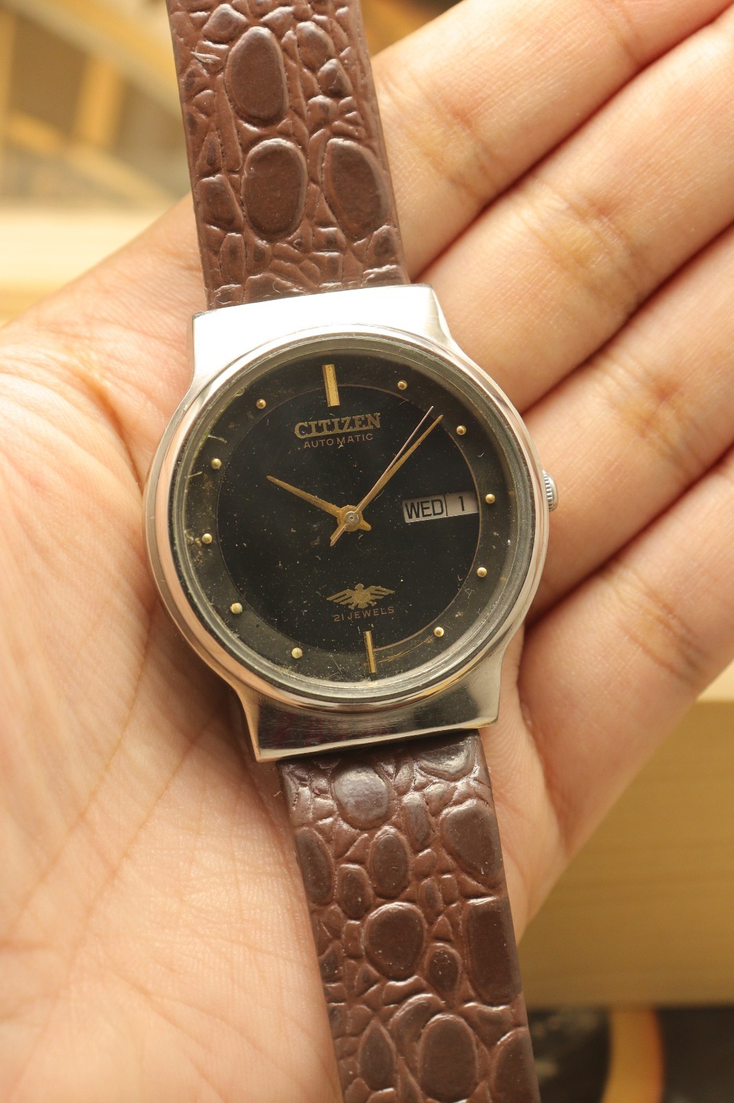 Vintage Citizen Automatic Black Dial Wrist Watch For Men’s Japan Movement 8200.