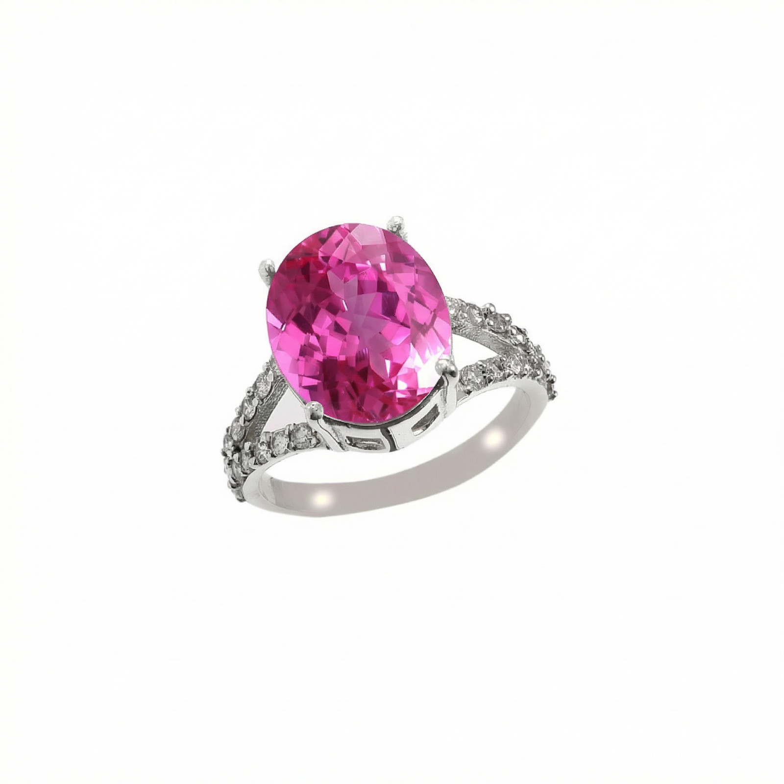 Natural Ceylon Pink Sapphire Diamond Halo Statement Ring For Anniversary