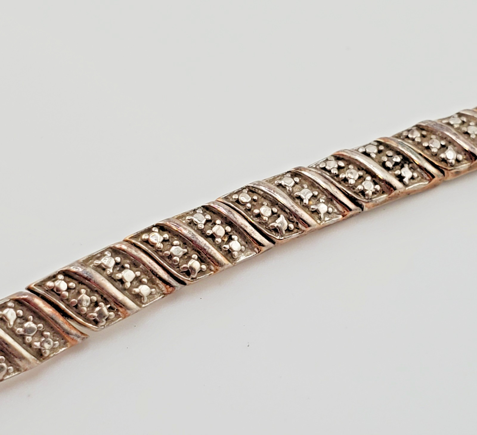 925 Ross Simmons Bracelet 7in Sterling Silver 15g Vermeil Diagonal Link Tennis
