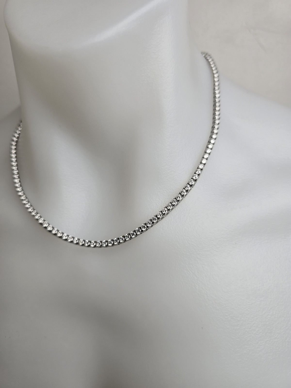 Qorn Moissanite Tennis Chain 3mm 18″ GRA Certified Flawless FL D Color 3EX Steel