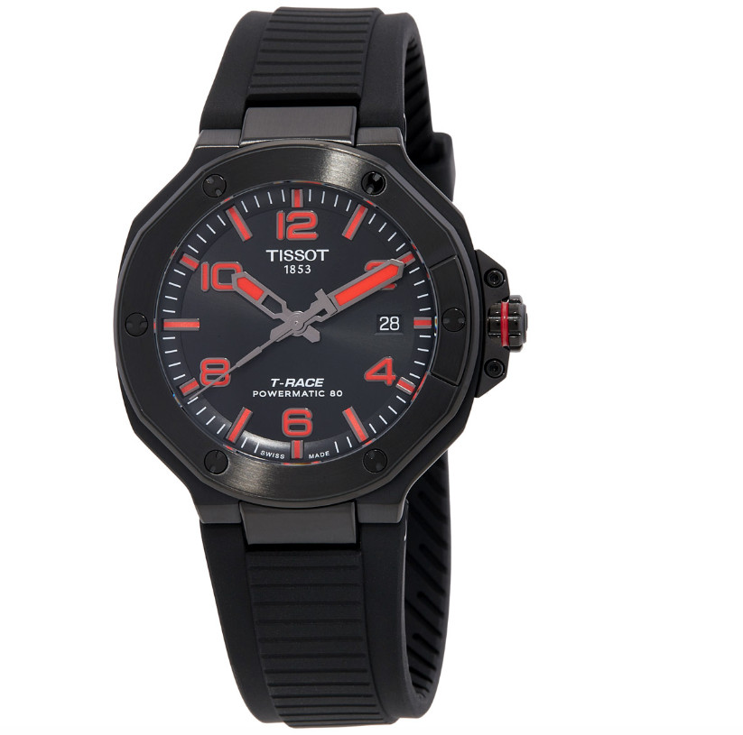 Tissot Mens T-Race Powermatic 80 Automatic Black Dial Watch – T1418073705700 NEW