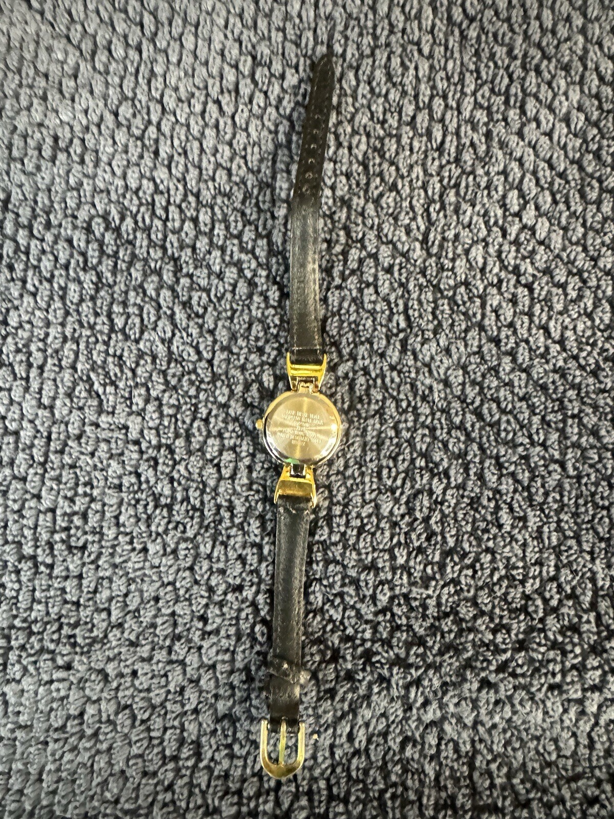 ANNE KLEIN II 10/2359 Womens Watch Black Leather band Gold Tone MOP dial New Bat