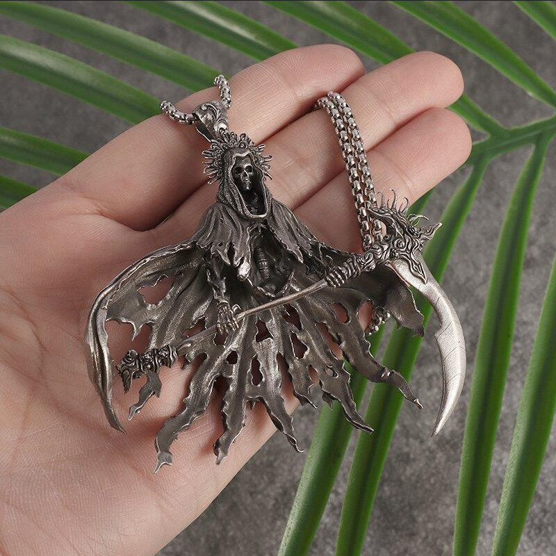 Hell Reaper Jewelry Vintage Silvery Sexy Death Grim Demon Pendant Necklace