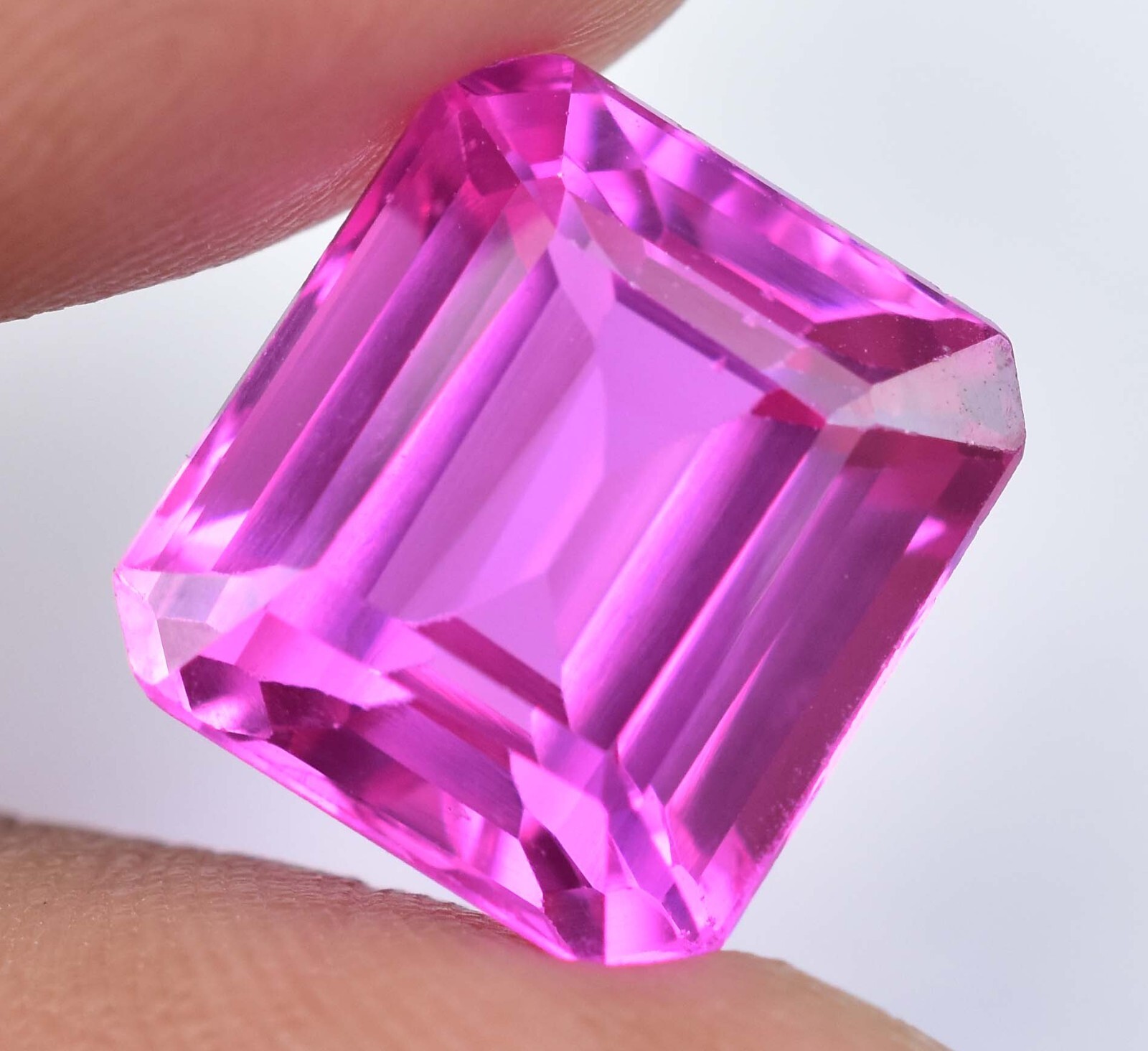 Flawless 11.70 Ct Natural Mogok Pink Ruby Emerald Cut Certified Loose Gemstone