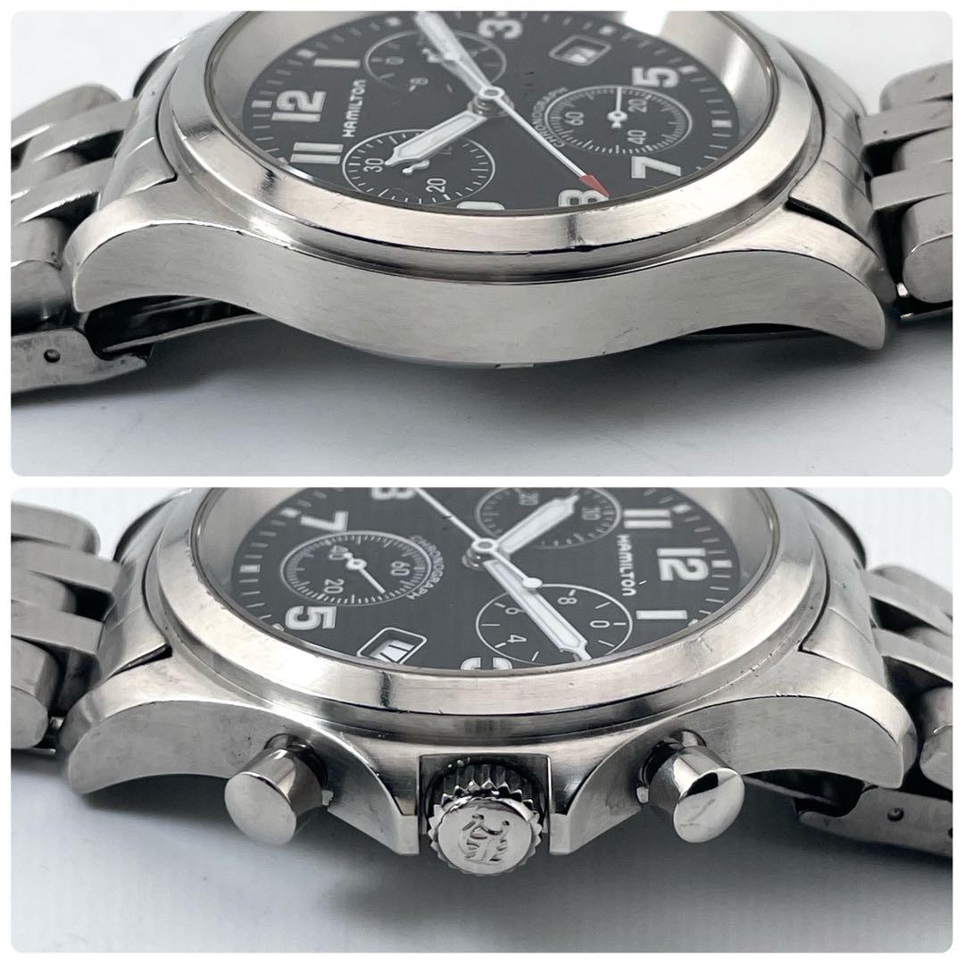 Hamilton Chronograph Date Quartz Working Watch 17cm 6.69in Black Dial 3832